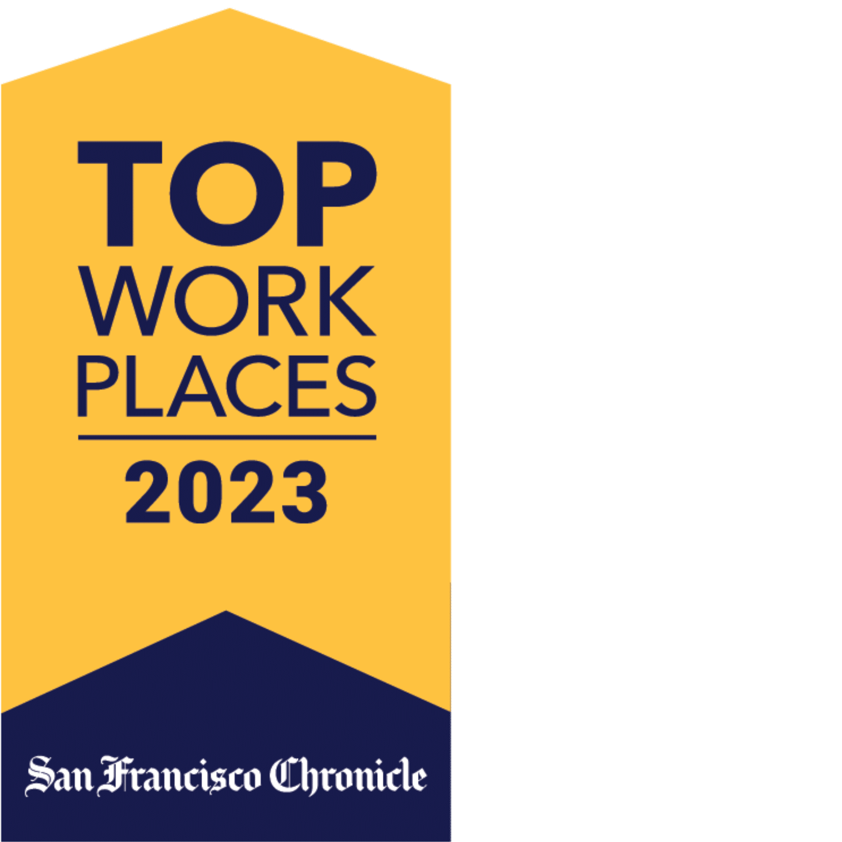 graphic reads, "Top Workplaces 2023" with San Francisco Chronicle logo pictured below.